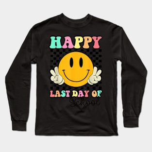 Last Day Of School Groovy Smile Face Teacher Student Long Sleeve T-Shirt